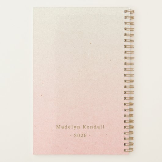 Bold Script Typography Pink & Gold Personalized Planer (Rückseite)