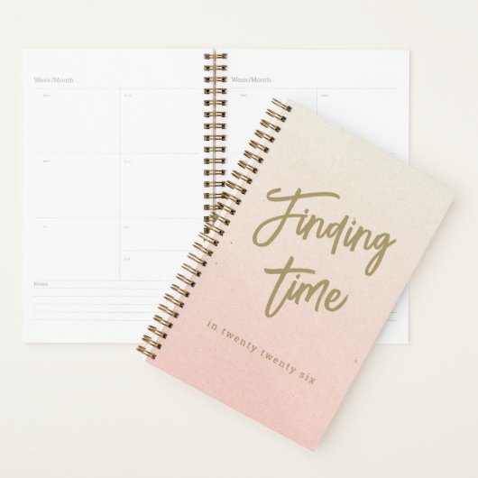Bold Script Typography Pink & Gold Personalized Planer (Anzeige)