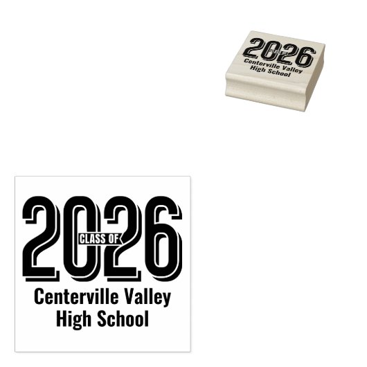 Bold Shadowed Numbers Class of 2026 Gummistempel (Stempel)