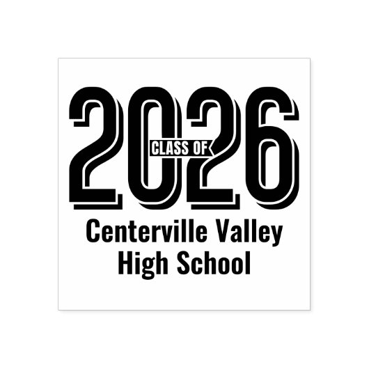 Bold Shadowed Numbers Class of 2026 Gummistempel (Prägung)