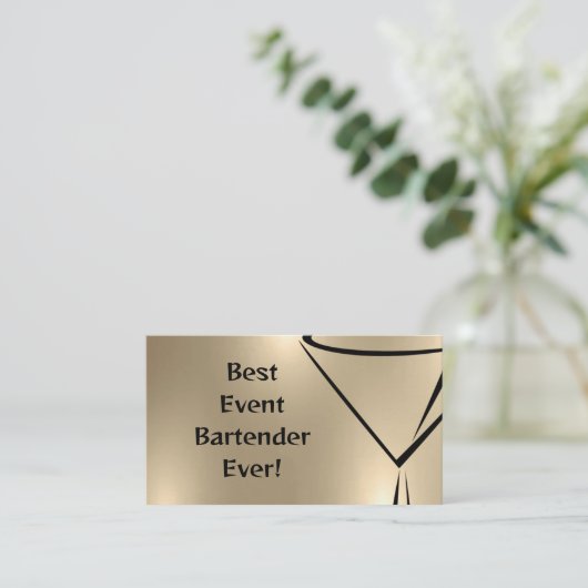 Bold Shiny Gold Event Bartender Business Card Visitenkarte (Stehend Vorderseite)