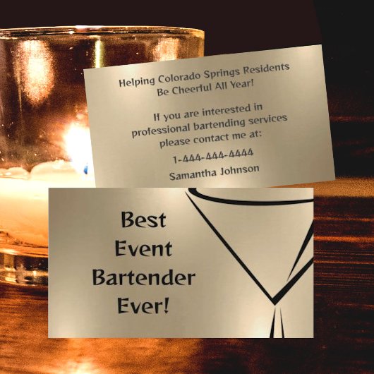 Bold Shiny Gold Event Bartender Business Card Visitenkarte