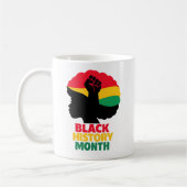 Bold Silhouette Afro Woman Raised Fist Kaffeetasse (Links)