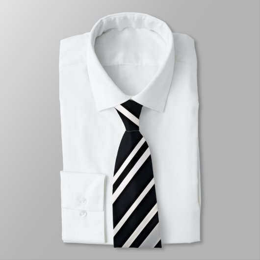 Bold Silver Stripe Black Neck Tie Krawatte (Gebunden)