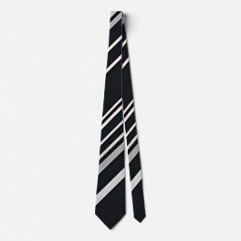 Bold Silver Stripe Black Neck Tie Krawatte