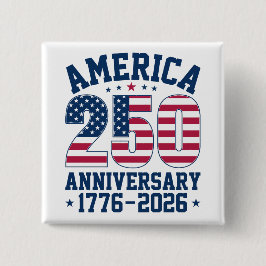 Bold Simple America 250 Anniversary Red and Blue Button
