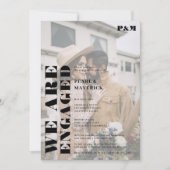 Bold simple black white photo engagement party einladung (Vorderseite)