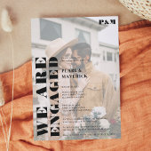 Bold simple black white photo engagement party einladung