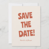 Bold Simple Bright Funky Retro Einzigartige Hochze Save The Date (Vorderseite)