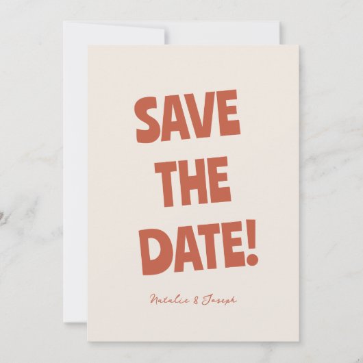 Bold Simple Bright Funky Retro Einzigartige Hochze Save The Date (Vorderseite)