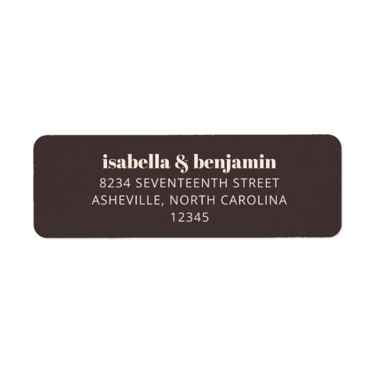 Bold Simple Brown Modern Wedding Return Address (Vorne)