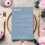 Bold Simple Dusty Blue Simple Custom Wedding Menu<br><div class="desc">Niedliches und Minimalistisches Dusty Blue Fall Retro Einfaches Menü für benutzerdefinierte Hochzeiten</div>