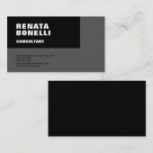 Bold Simple Gray Black Modern Minimalistisch Visitenkarte (Vorne/Hinten)