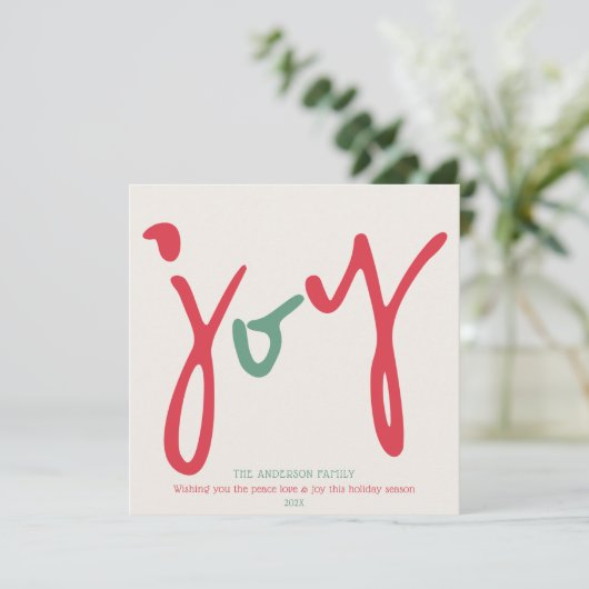 Bold Simple Joy Red Green Karte (Stehend Vorderseite)