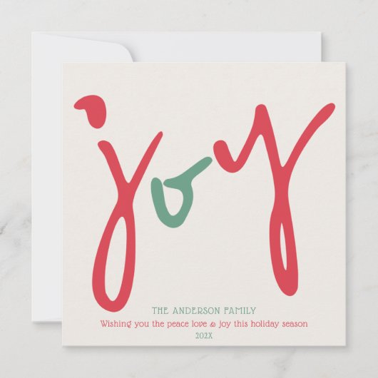 Bold Simple Joy Red Green Karte (Vorderseite)