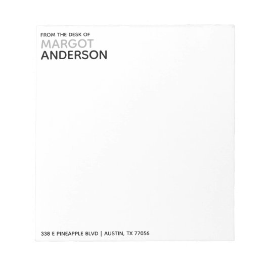 Bold Simple Minimalistisch Chic | Vom Schreibtisch Notizblock (Vorderseite)