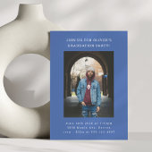 Bold Simple Modern Blue Foto Graduation Party Einladung