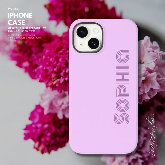 Bold Simple Retro Lilac Lavender Monogramm Name Case-Mate iPhone Hülle