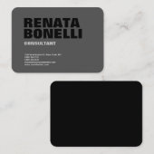 Bold Simple Schlicht Grau Black Modern Minimalisti Visitenkarte (Vorne/Hinten)