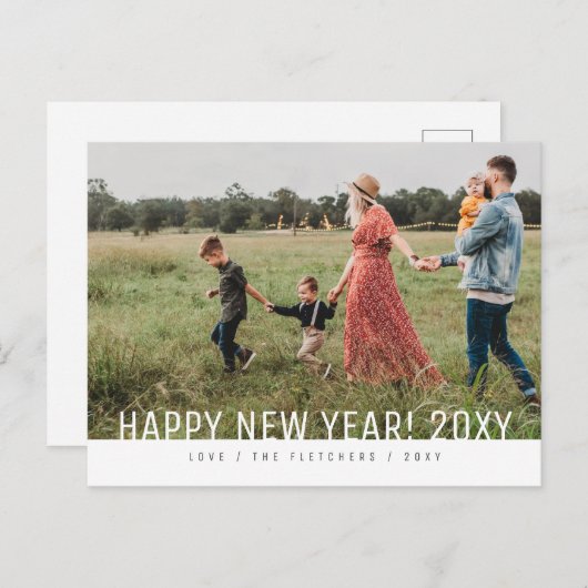 Bold Simple Script Happy New Year Holiday Postkarte (Vorne/Hinten)
