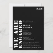 Bold simple white black wedding engagement party einladung (Vorderseite)