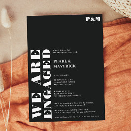Bold simple white black wedding engagement party einladung