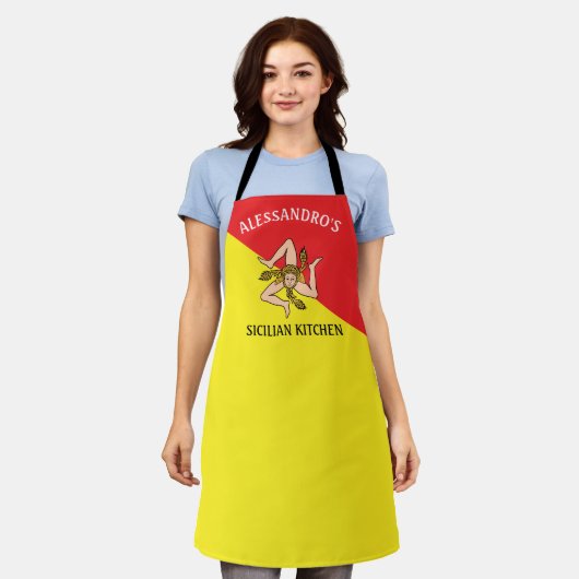 Bold Sizilian Sizilian Flag Rot und Gelb Schürze (Getragen)