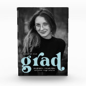 Bold Sky Blue Typografy Abschluss Fotoblock (Vorderseite)