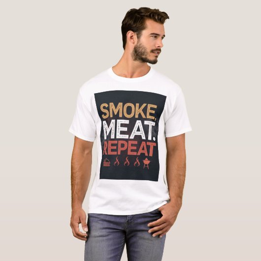Bold Smoke Meat Repeat Typography Tshirt (Vorne ganz)