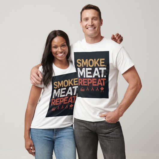 Bold Smoke Meat Repeat Typography Tshirt (Unisex)