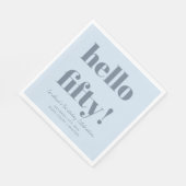 Bold Soft Blue Modern 50th Birthday Custom Serviette (Ecke)