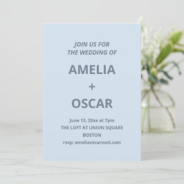 Bold Soft Blue Modern Minimal Wedding Typography Einladung