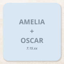 Bold Soft Blue Modern Wedding Names Date Custom