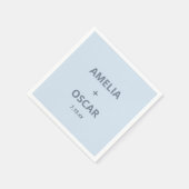 Bold Soft Blue Modern Wedding Names Date Custom Serviette (Ecke)