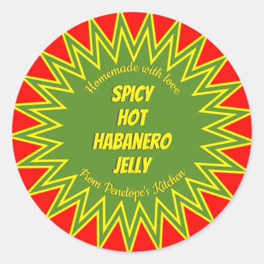 Bold Spicy Hot Habanero Jelly Jar Canning Runder Aufkleber (Vorderseite)