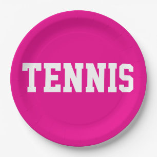 Bold Sporty Bright Pink Athletic White TENNIS Text Pappteller