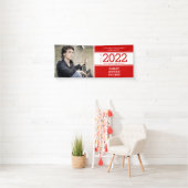Bold Sporty Bright Red White Foto Abschluss Banner (Insitu)