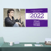 Bold Sporty Dark Lila White Foto Abschluss Banner (Messe)