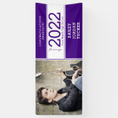 Bold Sporty Dark Lila White Foto Abschluss Banner (Vertikal)