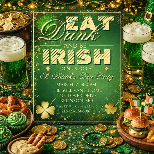 Bold St. Patrick’s Day Invitation Einladung