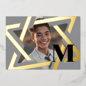Bold Star von David Foto Danke Monogram Folieneinladung (Vorderseite)