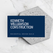 Bold Stenciled Blue Construction Business Card Visitenkarte