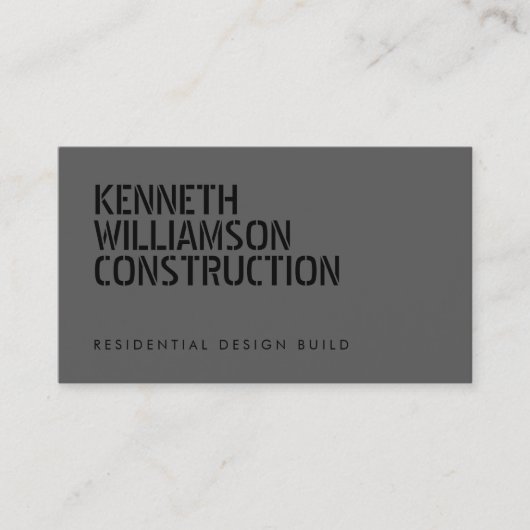 Bold Stenciled Dark Gray Construction Visitenkarte (Vorderseite)