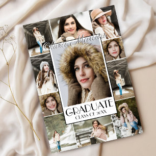 Bold Stilvoller Graduate Foto Collage Abschluss Einladung