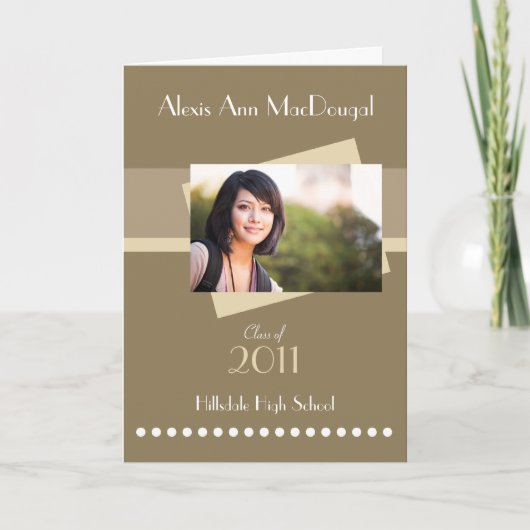 Bold Stripe Folded Graduation Invitation (tan) Einladung (Vorderseite)