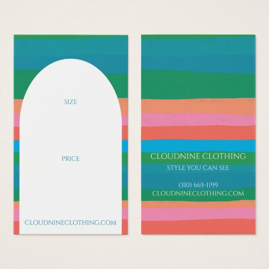 Bold Stripes Arch Clothing Size Price Hang Tag (Vorne & Hinten)