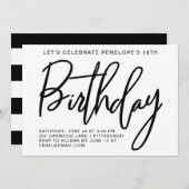 Bold Stripes Geburtstagsparty Einladung (Vorne/Hinten)