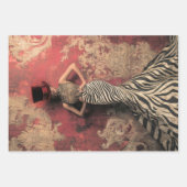 Bold Stripes Zebra Print Dark Circus Damask Patina Geschenkpapier Set (Vorderseite)