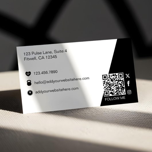 Bold Strong Modern Personal Trainer Fitness Photo Visitenkarte