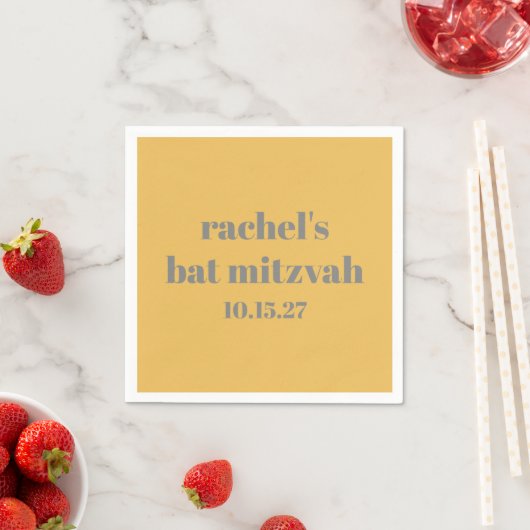 Bold Stylish Yellow Gray Custom Bat Mitzvah Serviette (Beispiel)